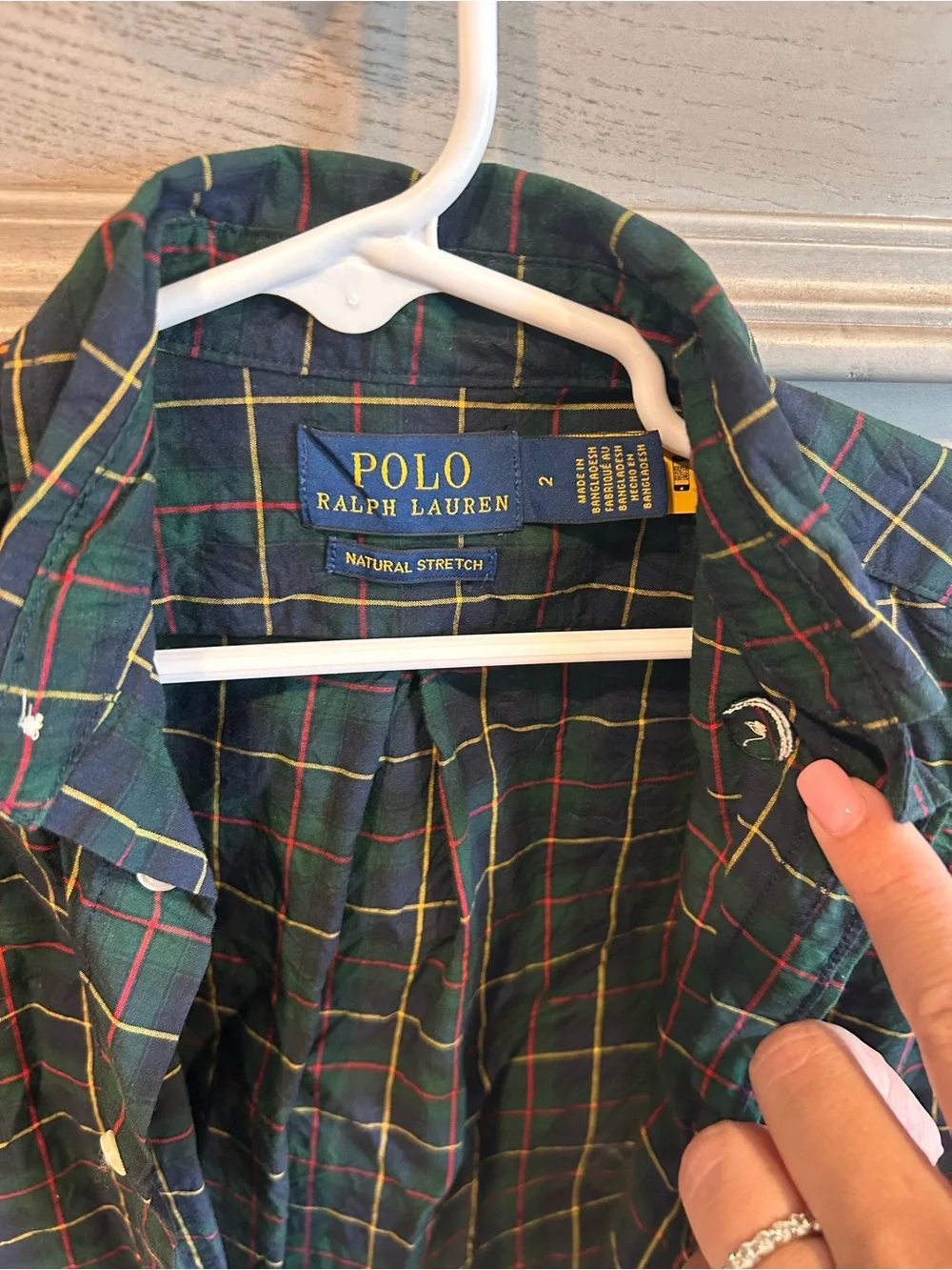 Ralph Lauren Boys' Navy Green Plaid Button-Down Shirt